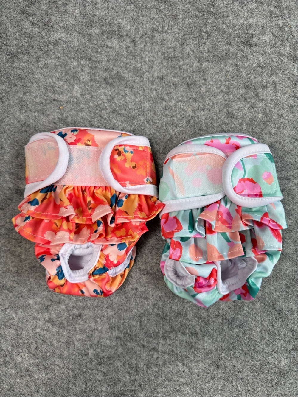 2 Reusable Female Dog Diapers XS Floral Ruffle Washable Small Dog